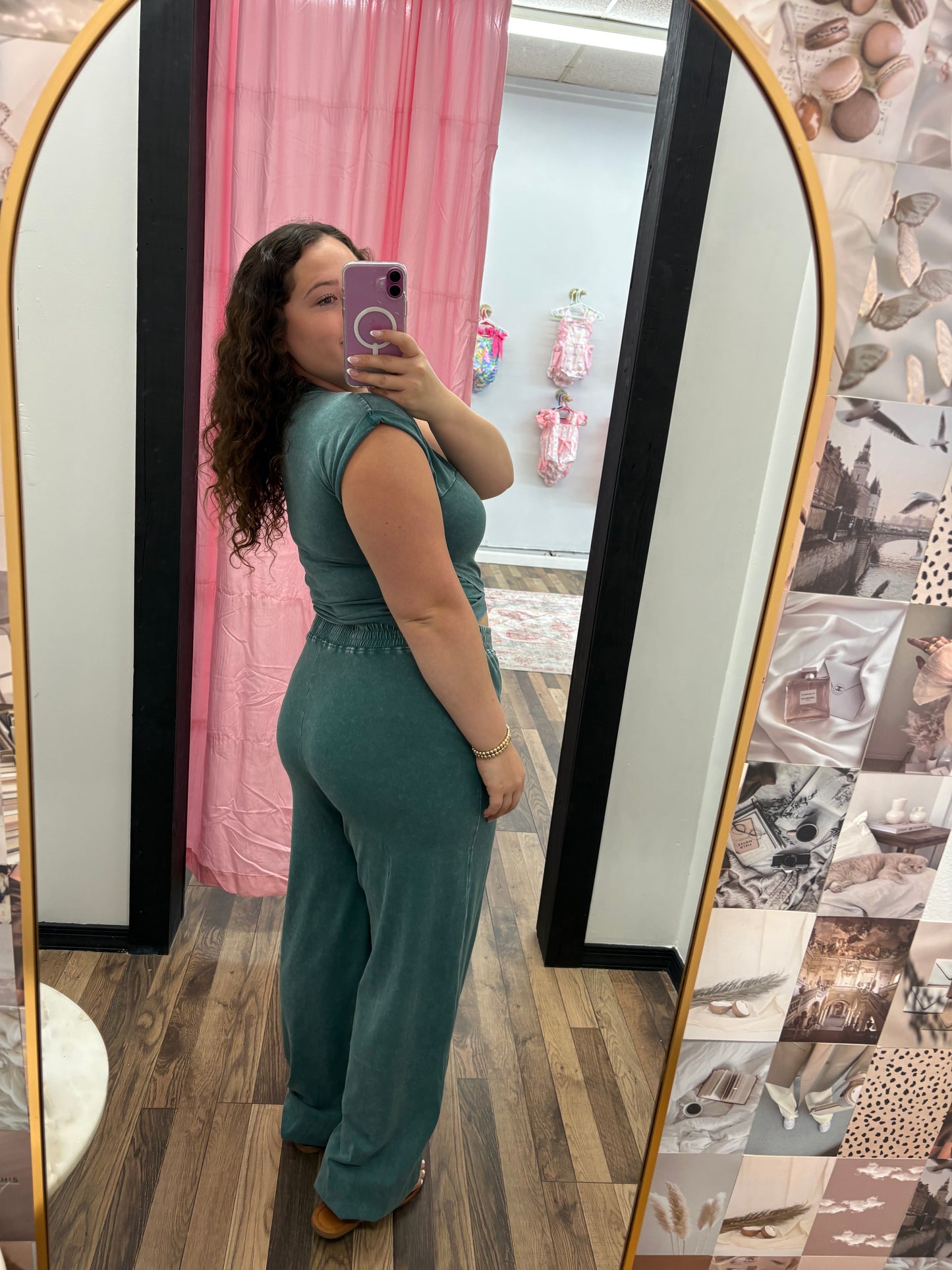 Dark Teal Wrap Pants Set