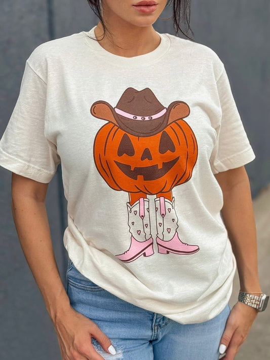 Pink Pumpkin Boots Tee