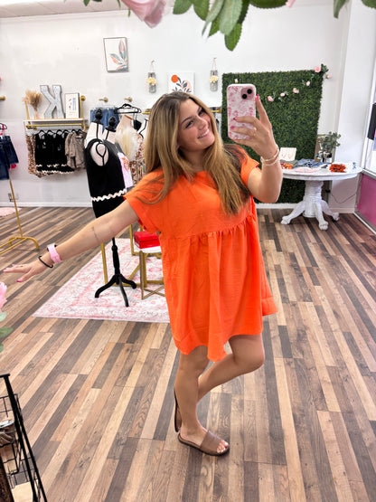 Orange Baby Doll Dress