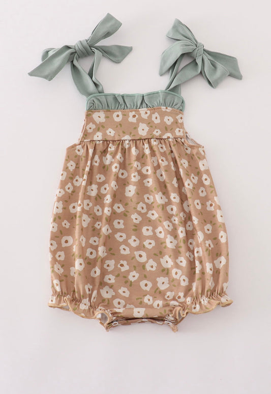 Floral Print Ruffle Baby Romper
