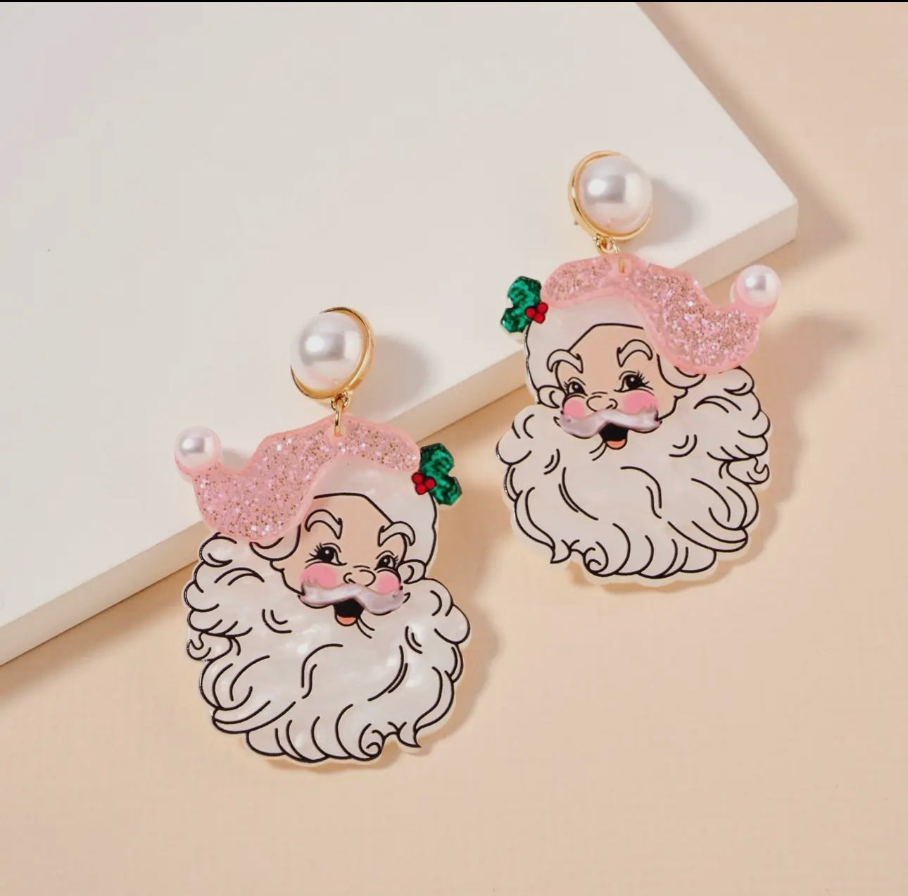 Pink Santa Earrings