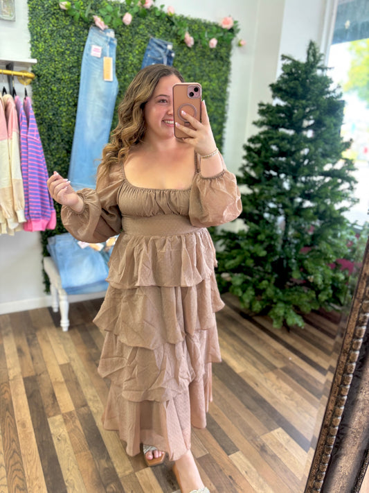 Lurex Ruffle Tiered Dress