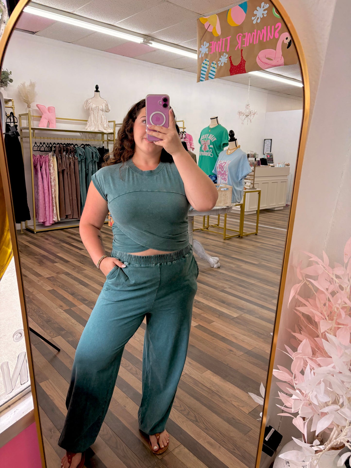 Dark Teal Wrap Pants Set