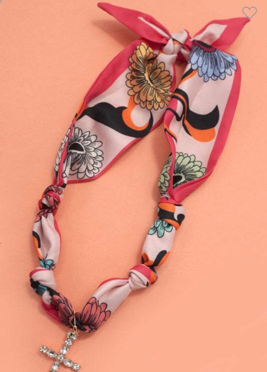 Diamond Cross Scarf Necklace