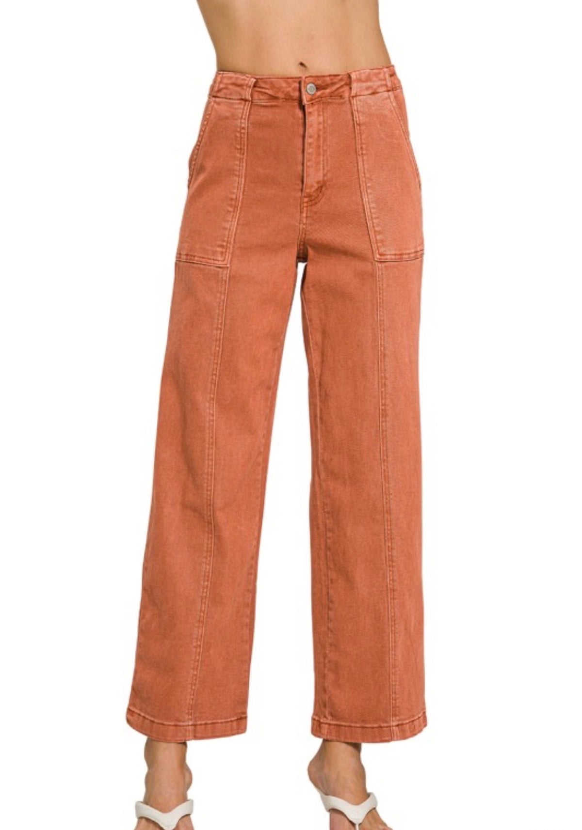 Rust Straight Leg Pocket Jeans