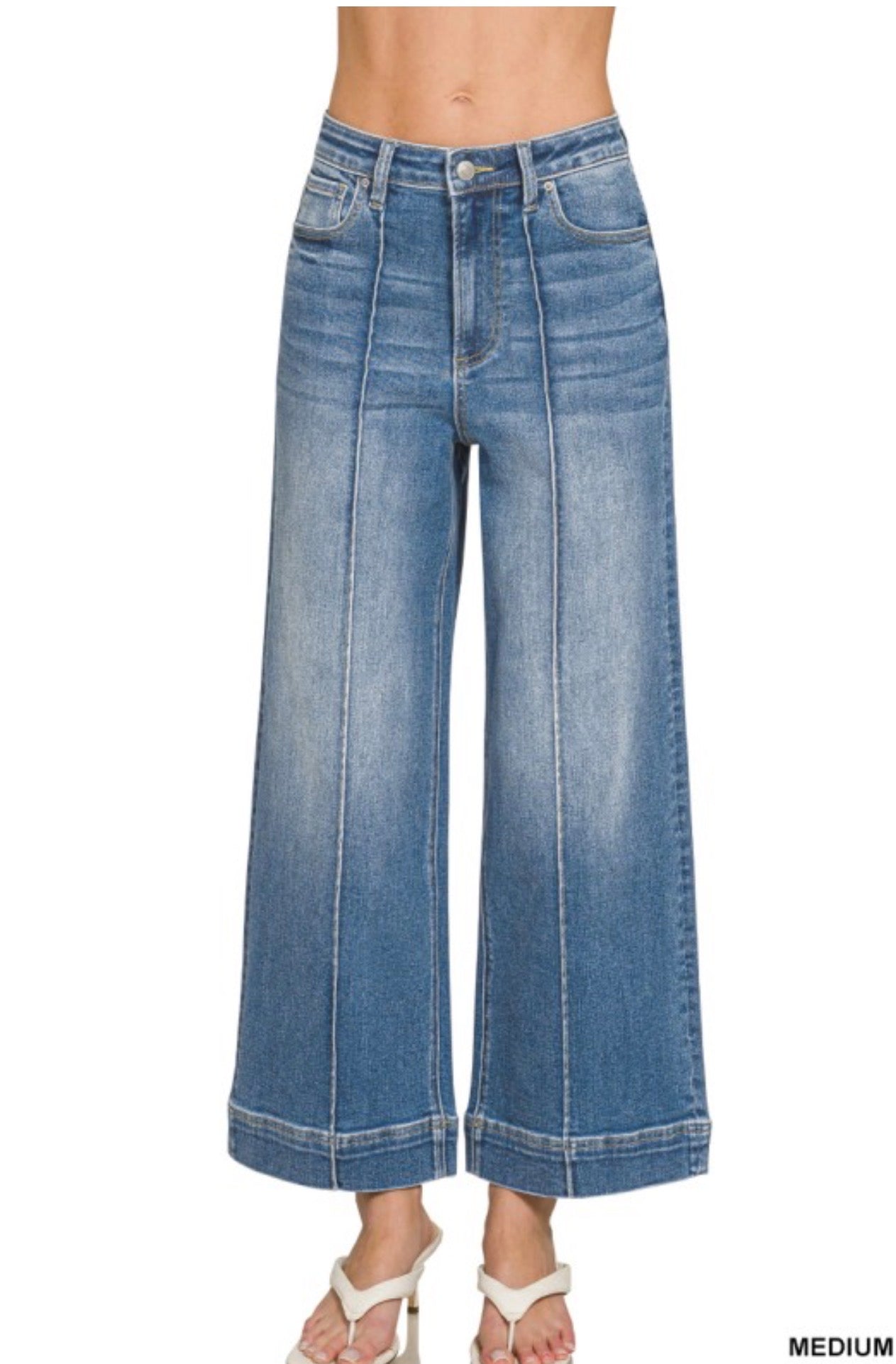High Rise Wide Leg Denim Pants