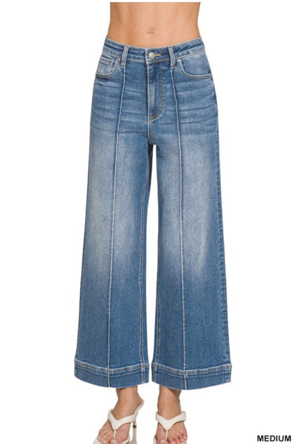 High Rise Wide Leg Denim Pants