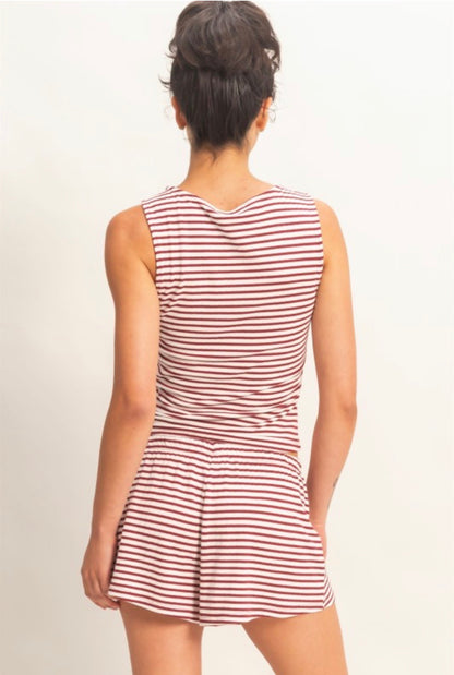 Red Striped Tank & Shorts Set