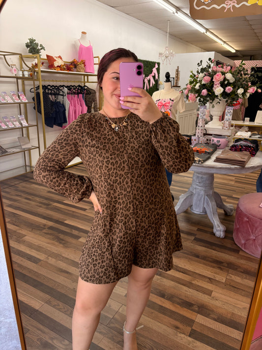 Leopard Long Sleeve Romper