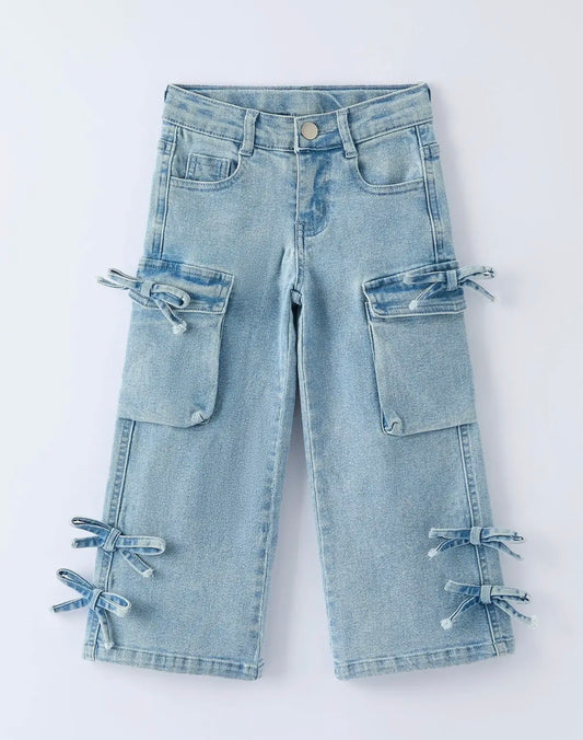 Girls Bow Denim Jeans
