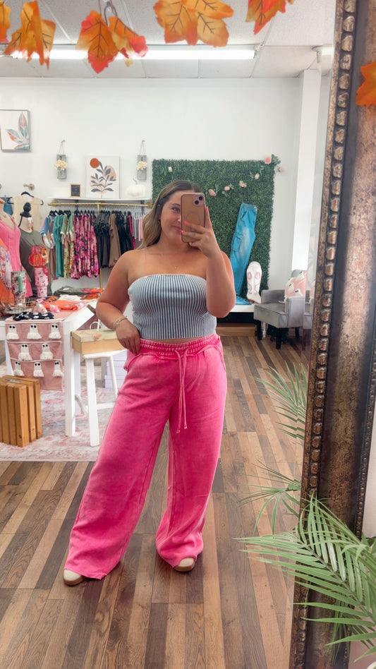 Hot Pink Sweatpants With Pockets