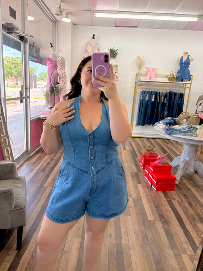 Denim Halter Romper