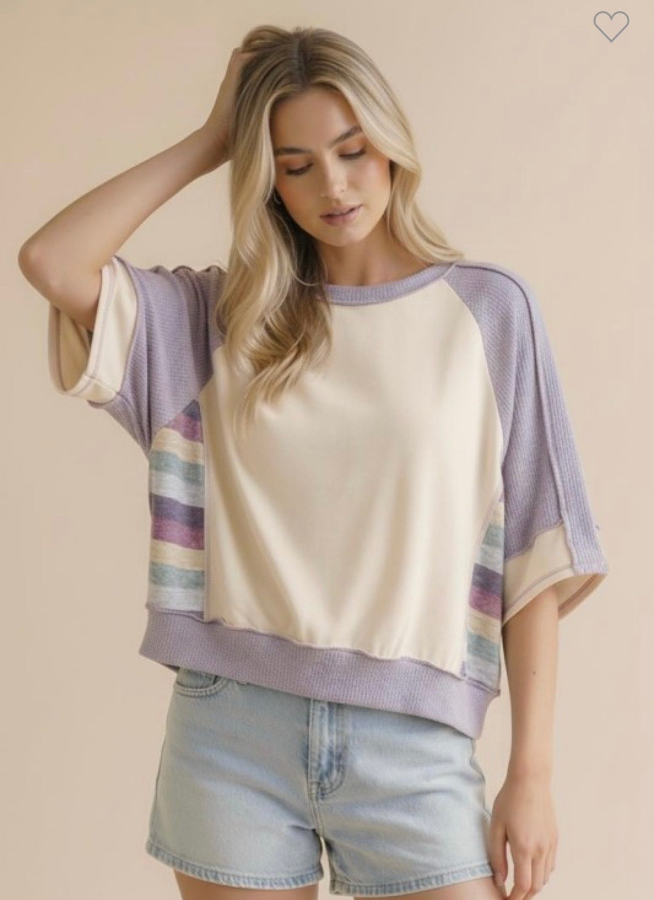 Oversized Stripe Color Block Sleeve Top