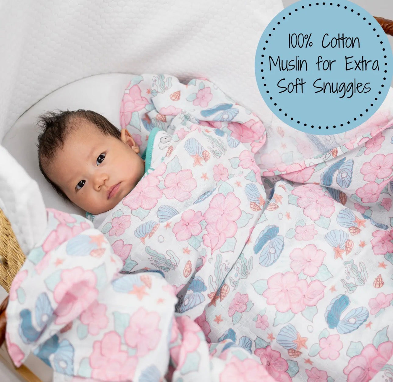Florals Muslin Swaddle Blanket 47x47