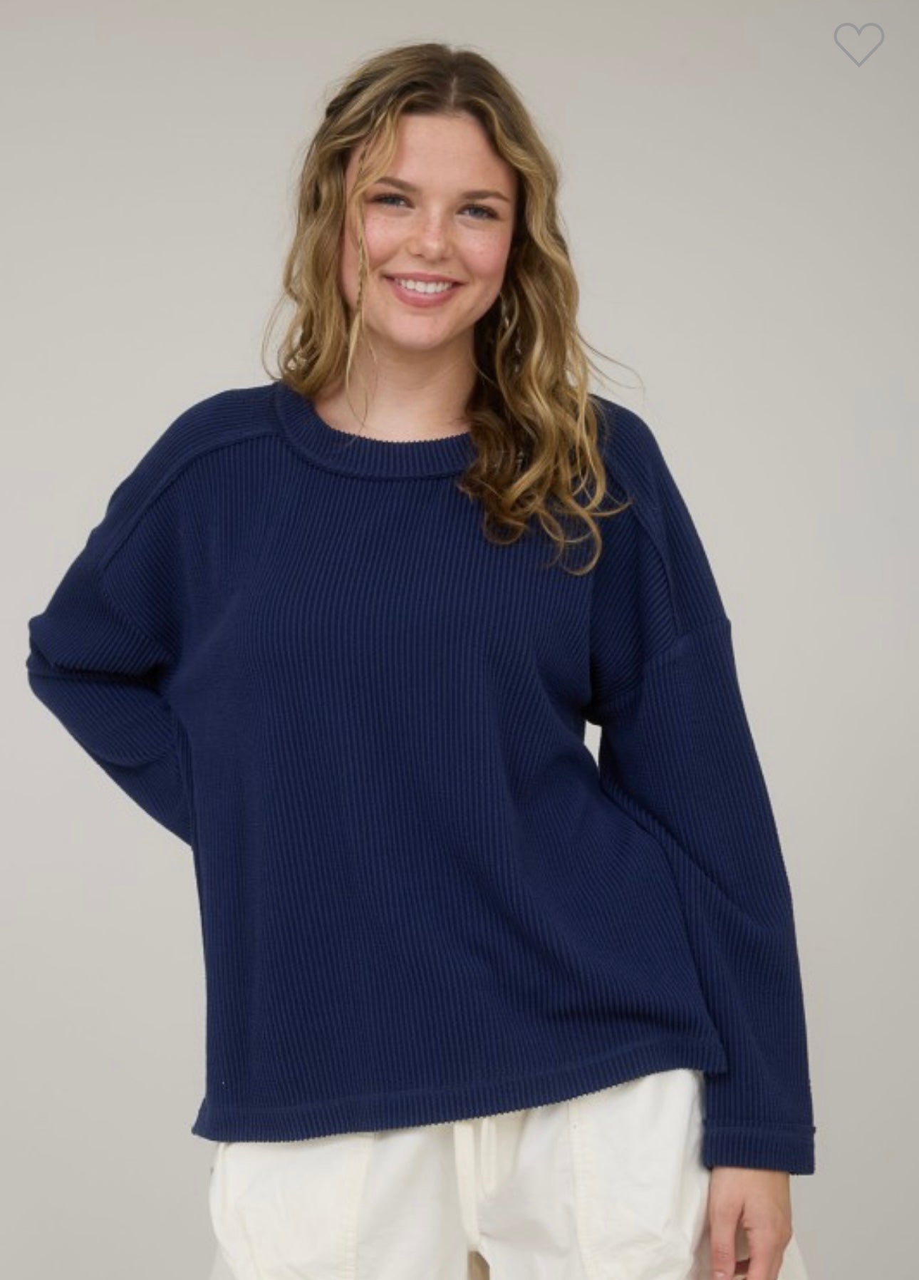 Navy Ribbed Everyday Long Sleeve