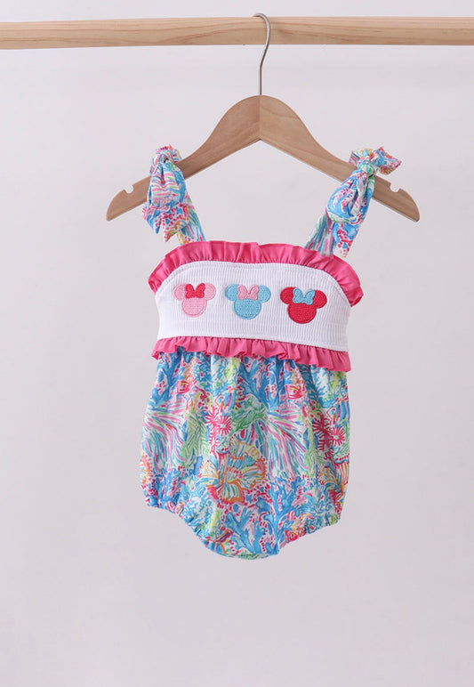 Pink Ears Smocked Romper