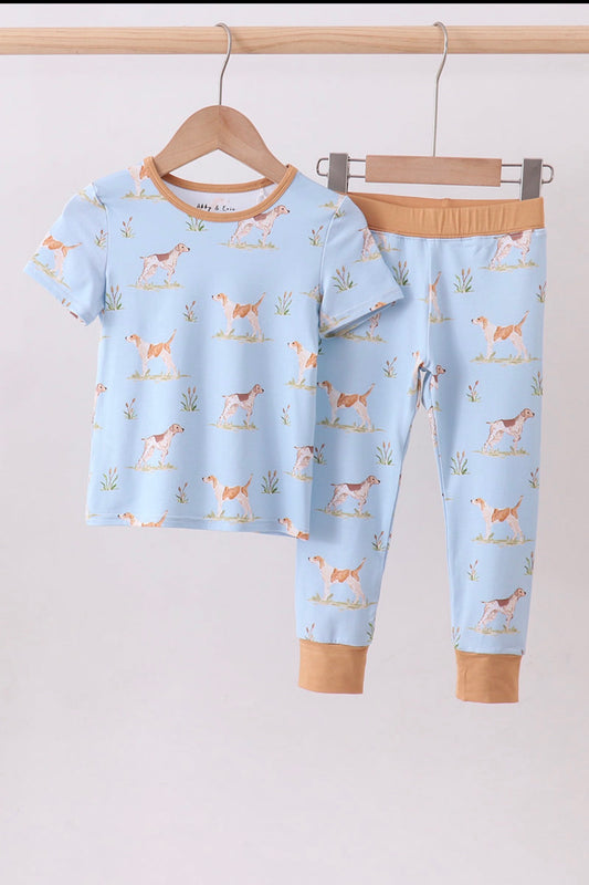 Blue Puppy Print Bamboo Pajamas