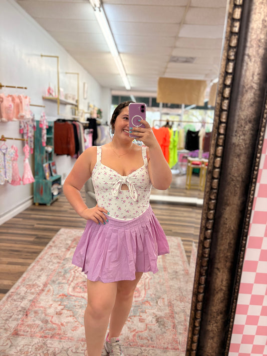 Lavender Floral Bow Romper