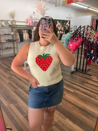 Strawberry Ivory Knit Top