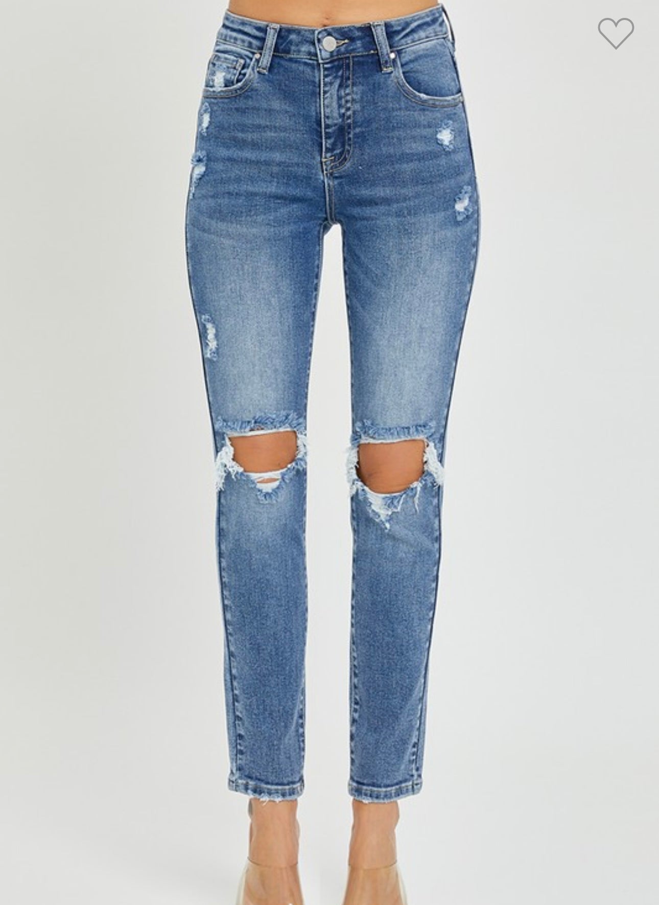 High Rise Distressed Skinny Jeans
