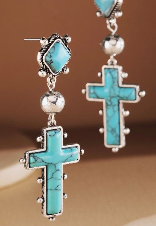 Western Hand Stone Dangle Earrings