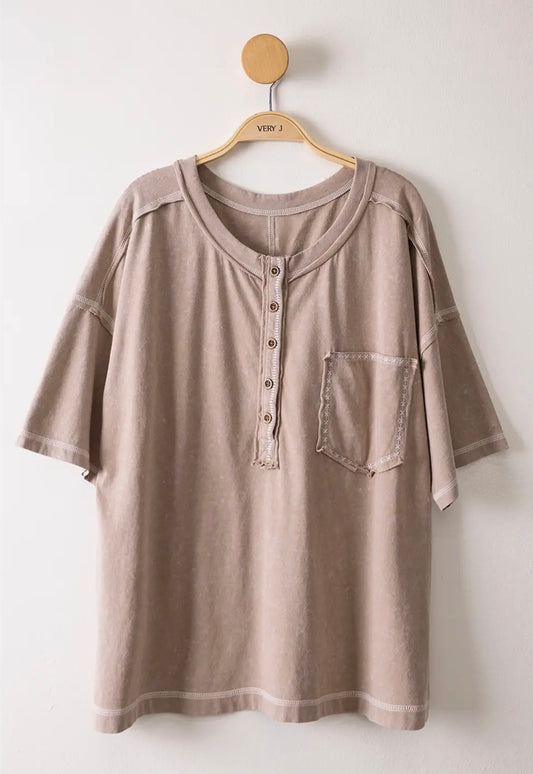 Mineral Washed Oversized Knit Top