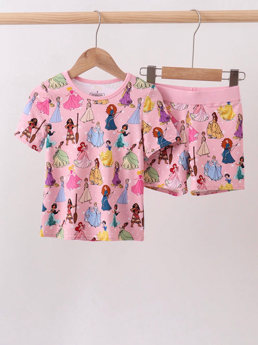 Pink Girly Princess Bamboo Pajamas Set