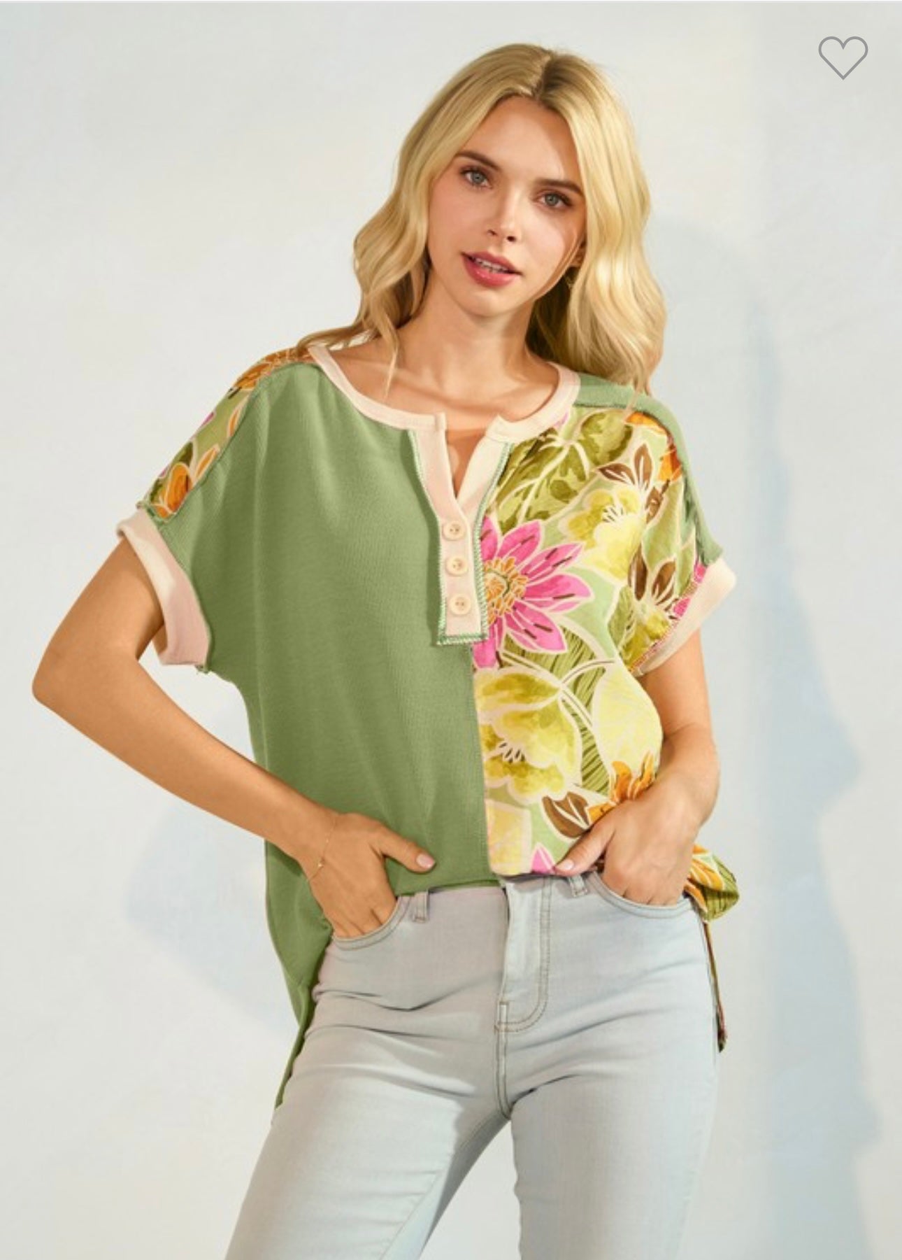 Floral Half Button Blouse