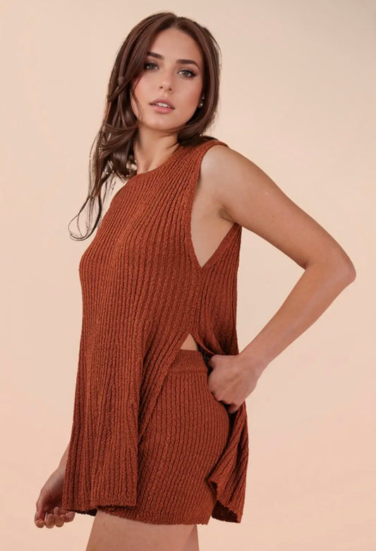 Autumn Leaves Rust Shorts Set