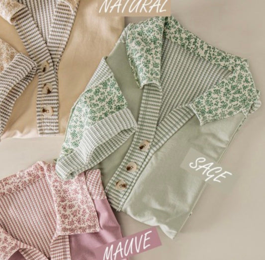 Sage Floral Stripe Oversized Top