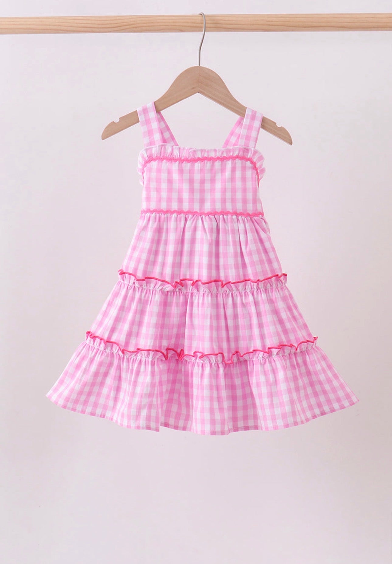 Pink Gingham Ruffle Dress