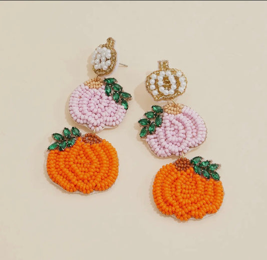 Triple Pumpkin Dangle Earrings