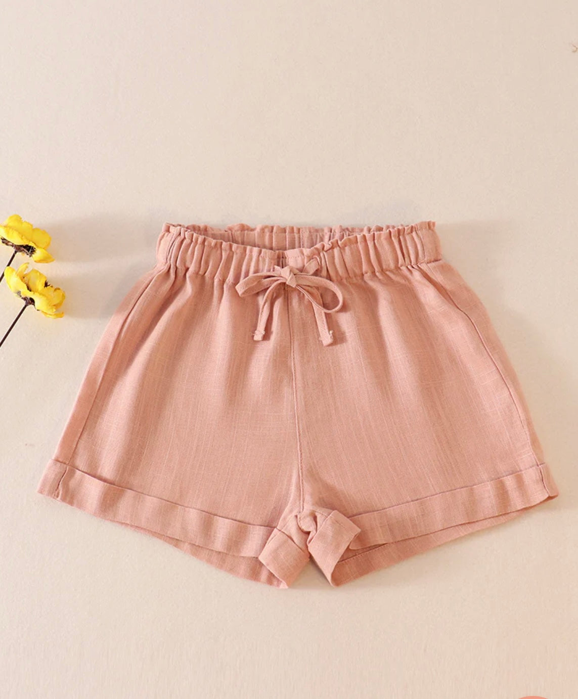 Peach Linen Girl Shorts