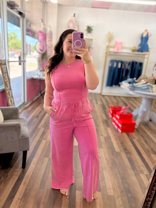 Mineral Washed Pants Set