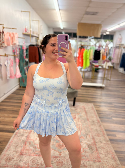 Bow & Bloom Blue Romper