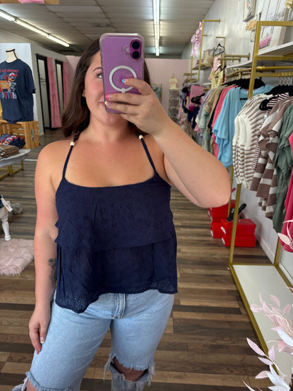 Tiered Floral Eyelet Top