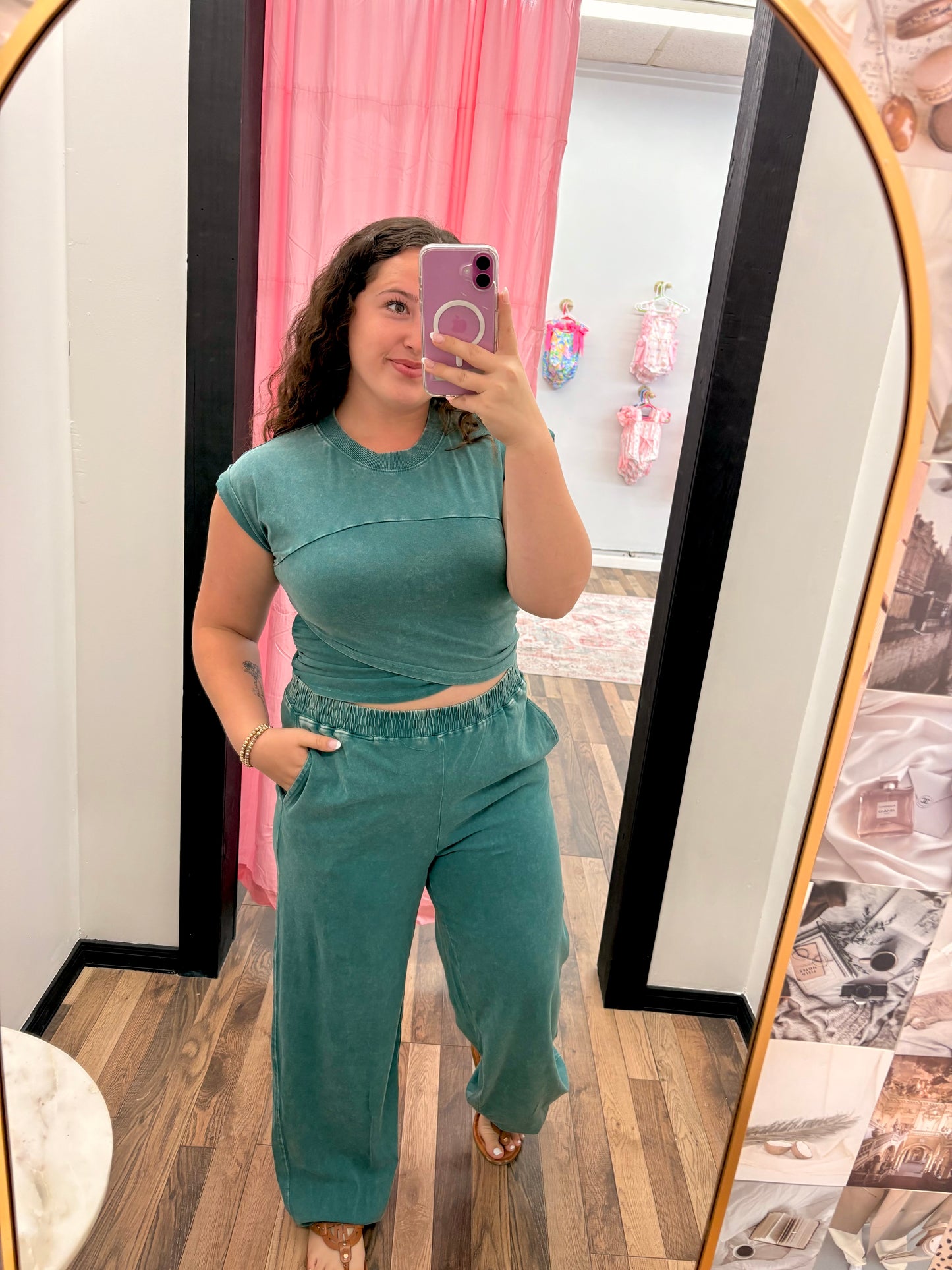 Dark Teal Wrap Pants Set
