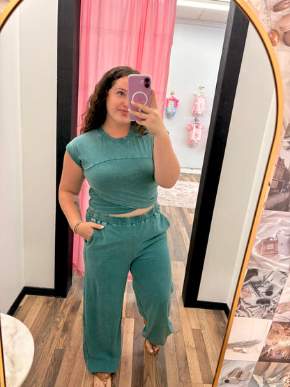 Dark Teal Wrap Pants Set
