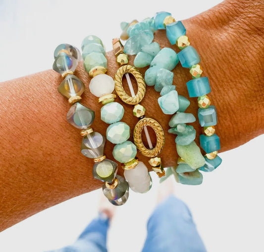 Aqua Pearl Bracelet Stack