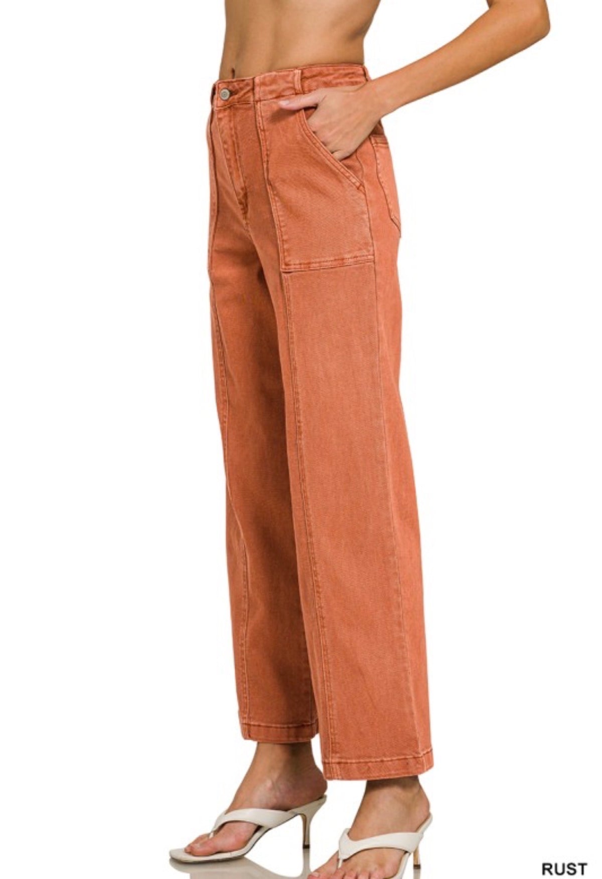 Rust Straight Leg Pocket Jeans