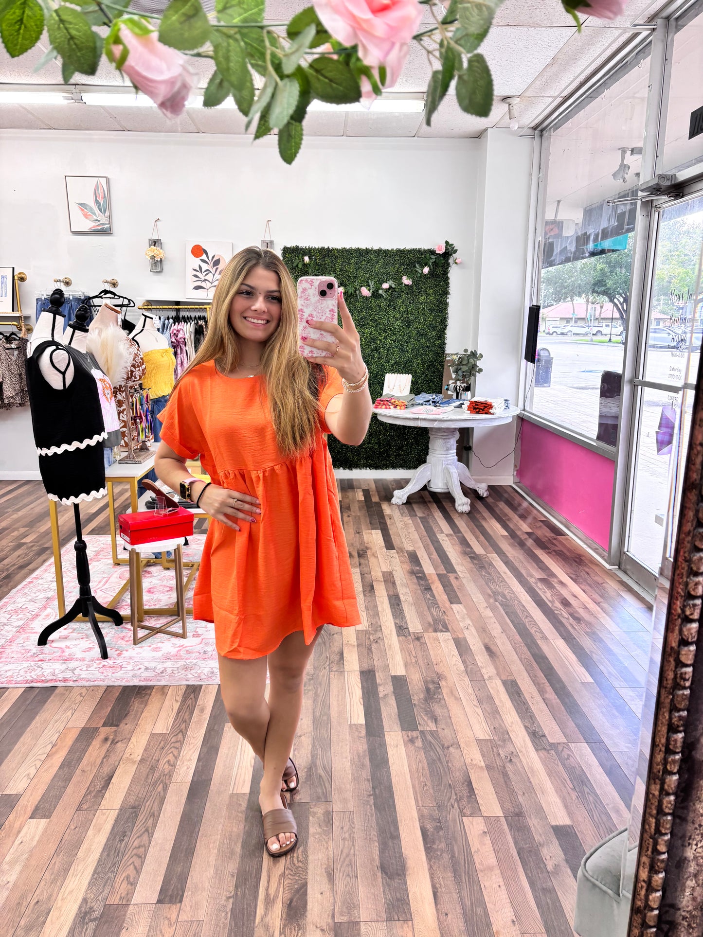 Orange Baby Doll Dress