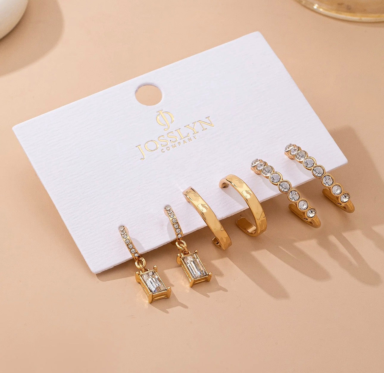 Crystal Gold Hoop Earring Set