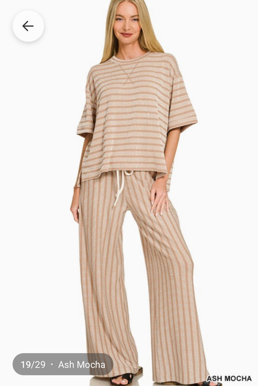 Mocha Ribbed Pants Set