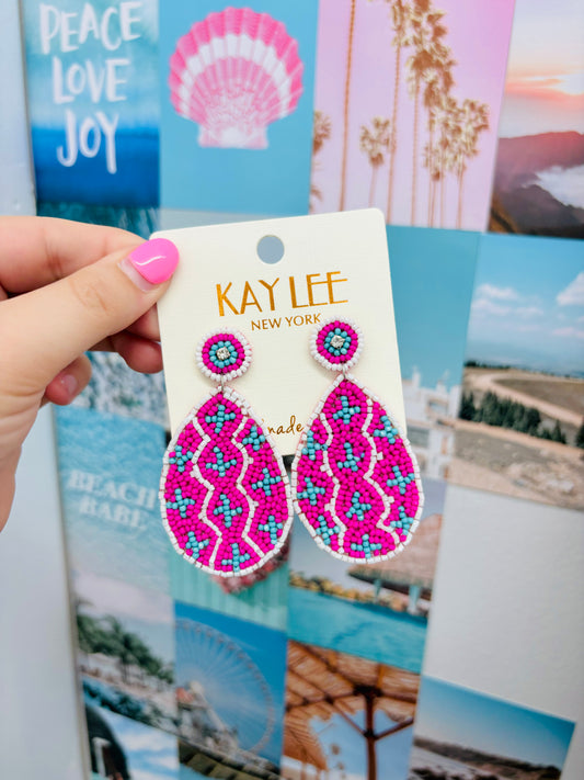 Pink Beaded Earrings