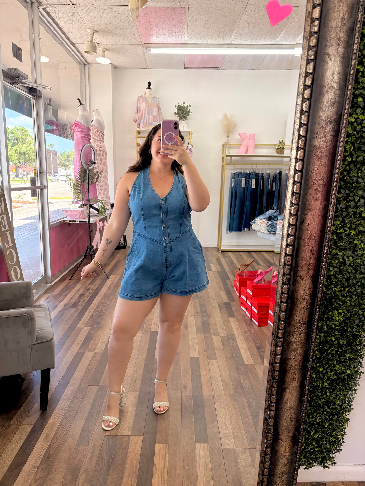 Denim Halter Romper