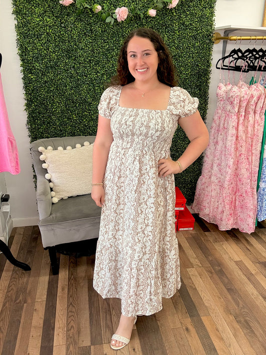 Floral Smocked Sleeve Dress