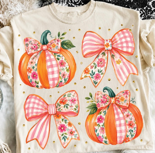 Floral Bow Pumpkins Tee