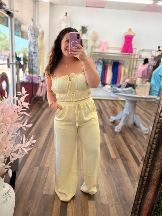 Light Yellow Wide Leg Set