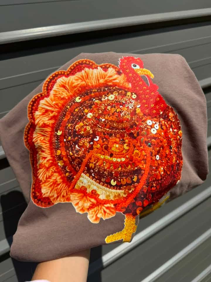 Faux Sequin Turkey Tee