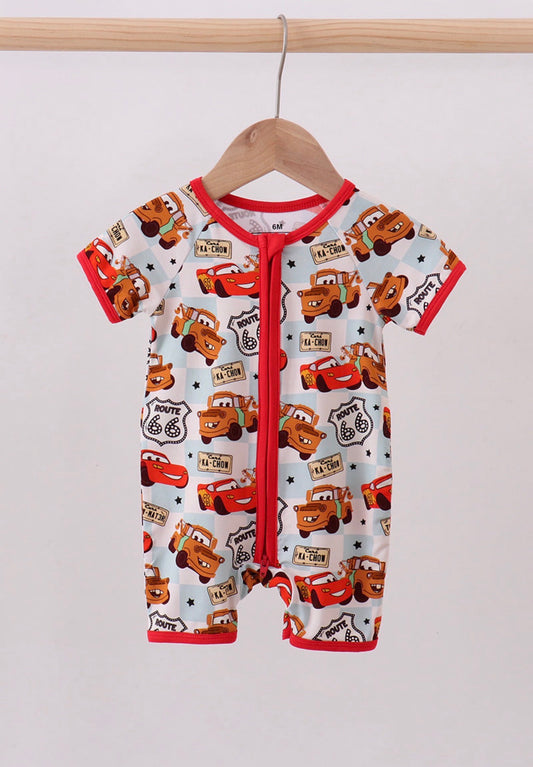 Red Car Baby Bamboo Romper